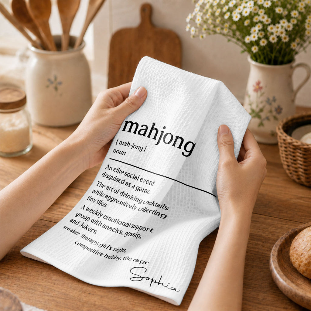 Custom Mahjong Kitchen Towel Gift for Game Night Lovers Kitchen Towel GradoCreations