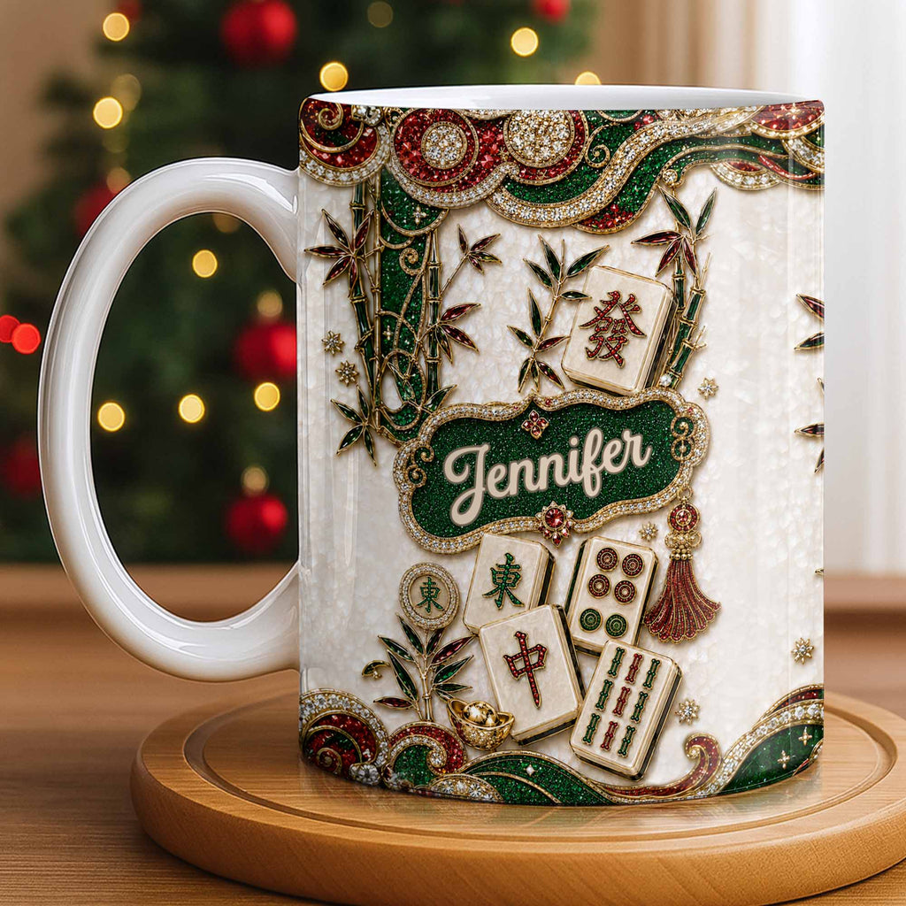 Personalized Mahjong Tile Coffee Mug Custom Name Gift for Mom Edge-to-edge Mug GradoCreations