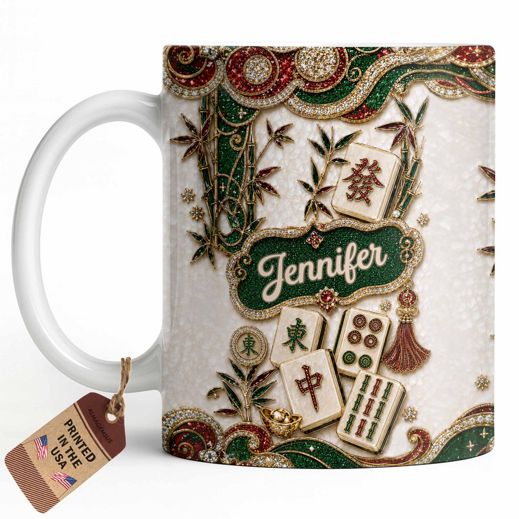 Personalized Mahjong Tile Coffee Mug Custom Name Gift for Mom Edge-to-edge Mug GradoCreations