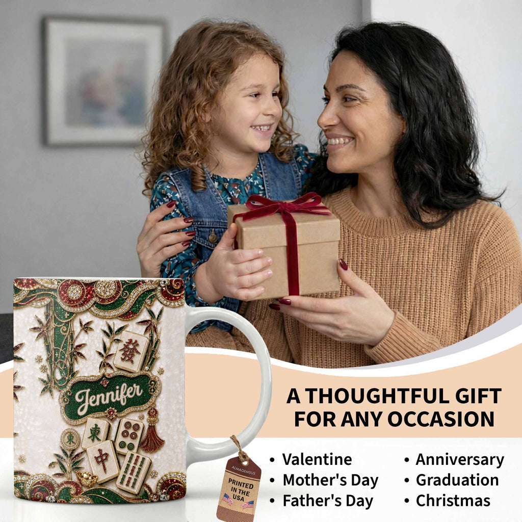 Personalized Mahjong Tile Coffee Mug Custom Name Gift for Mom Edge-to-edge Mug GradoCreations