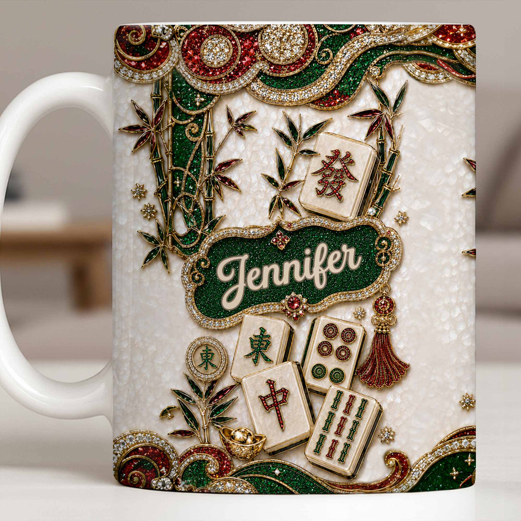 Personalized Mahjong Tile Coffee Mug Custom Name Gift for Mom Edge-to-edge Mug GradoCreations