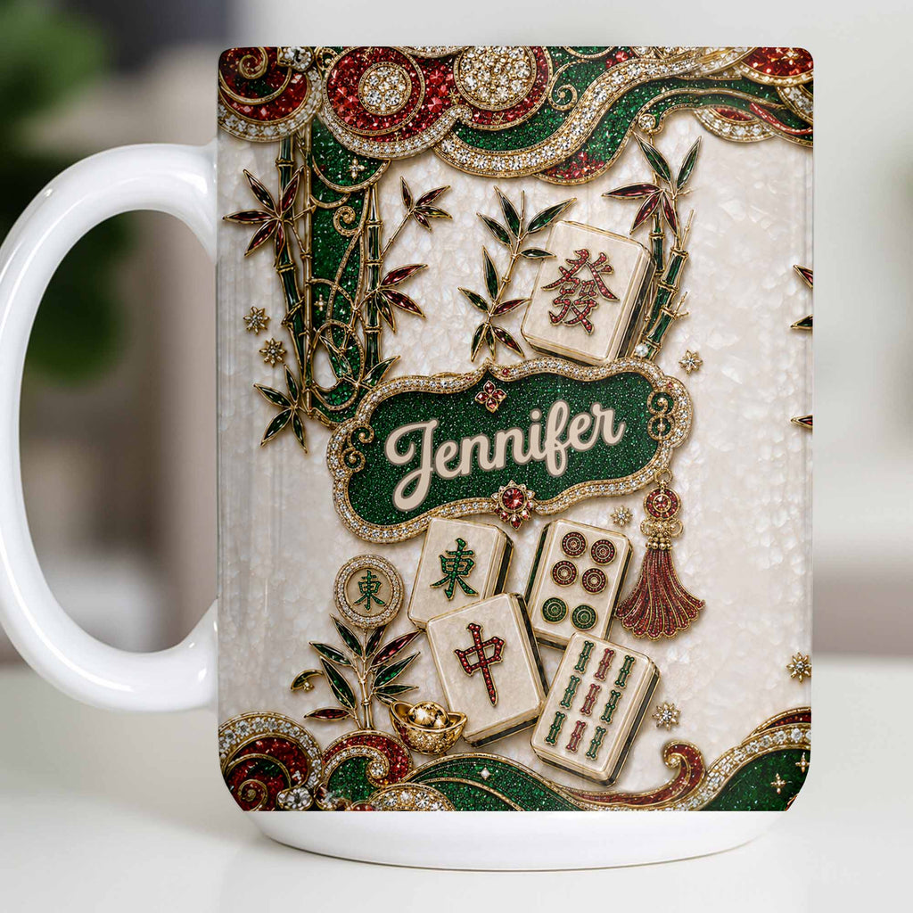 Personalized Mahjong Tile Coffee Mug Custom Name Gift for Mom Edge-to-edge Mug GradoCreations
