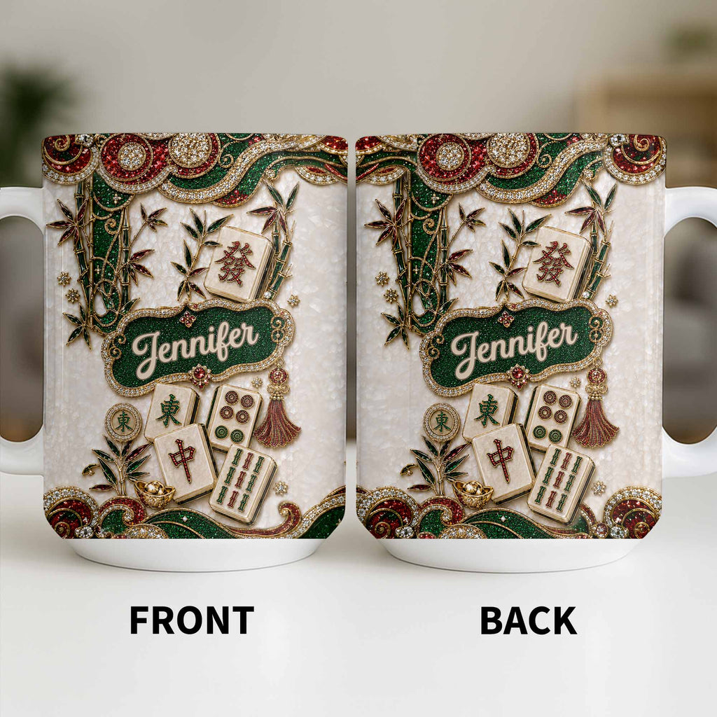 Personalized Mahjong Tile Coffee Mug Custom Name Gift for Mom Edge-to-edge Mug GradoCreations