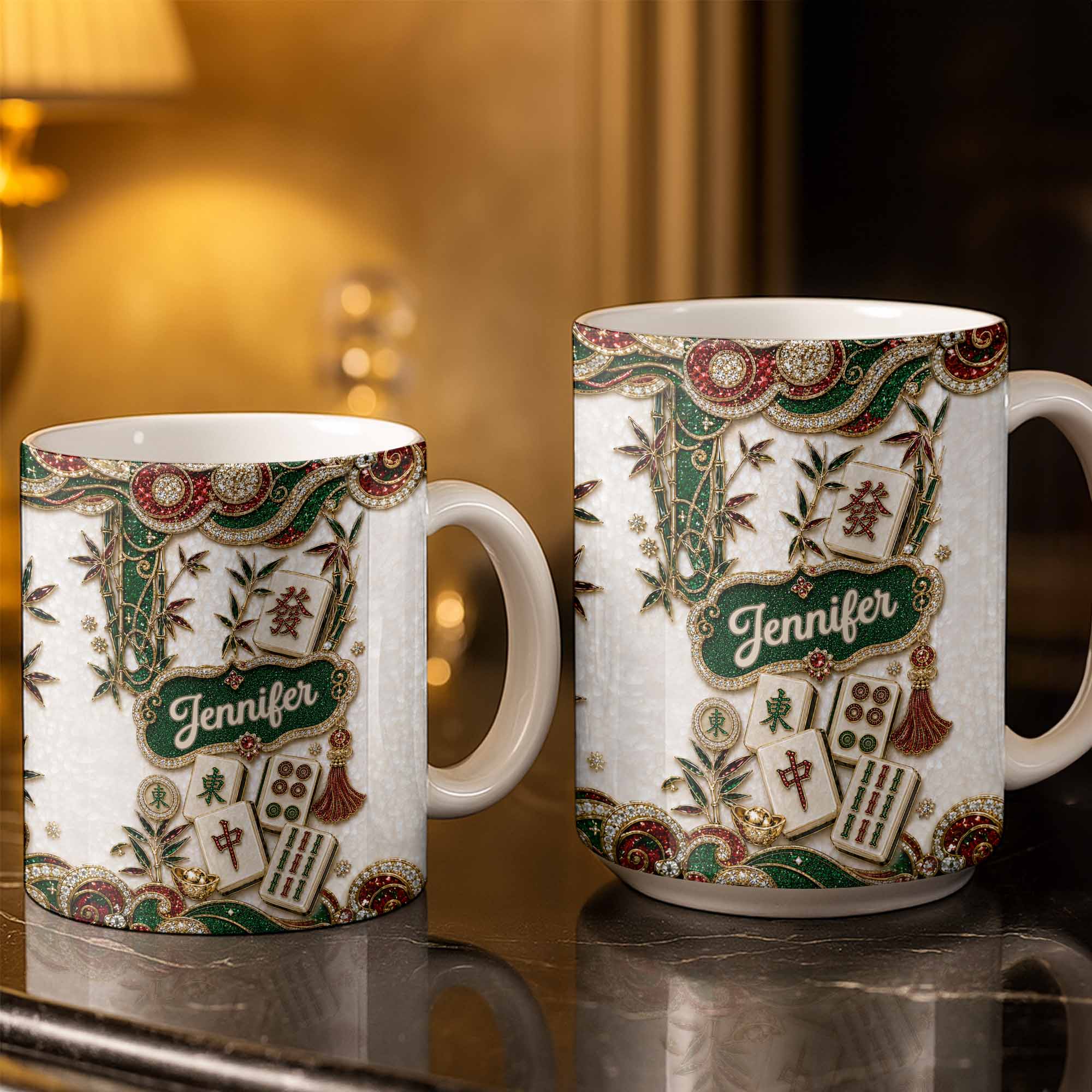Personalized Mahjong Tile Coffee Mug Custom Name Gift for Mom Edge-to-edge Mug GradoCreations