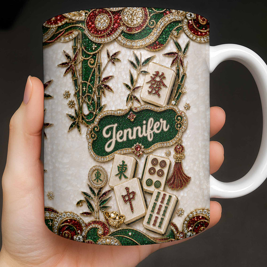 Personalized Mahjong Tile Coffee Mug Custom Name Gift for Mom Edge-to-edge Mug GradoCreations