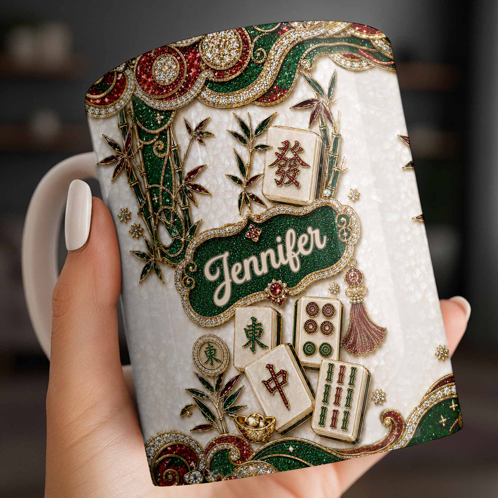 Personalized Mahjong Tile Coffee Mug Custom Name Gift for Mom Edge-to-edge Mug GradoCreations