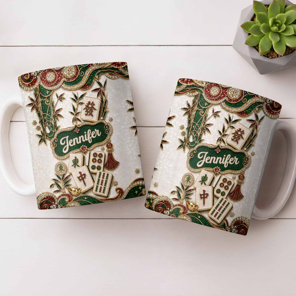 Personalized Mahjong Tile Coffee Mug Custom Name Gift for Mom Edge-to-edge Mug GradoCreations