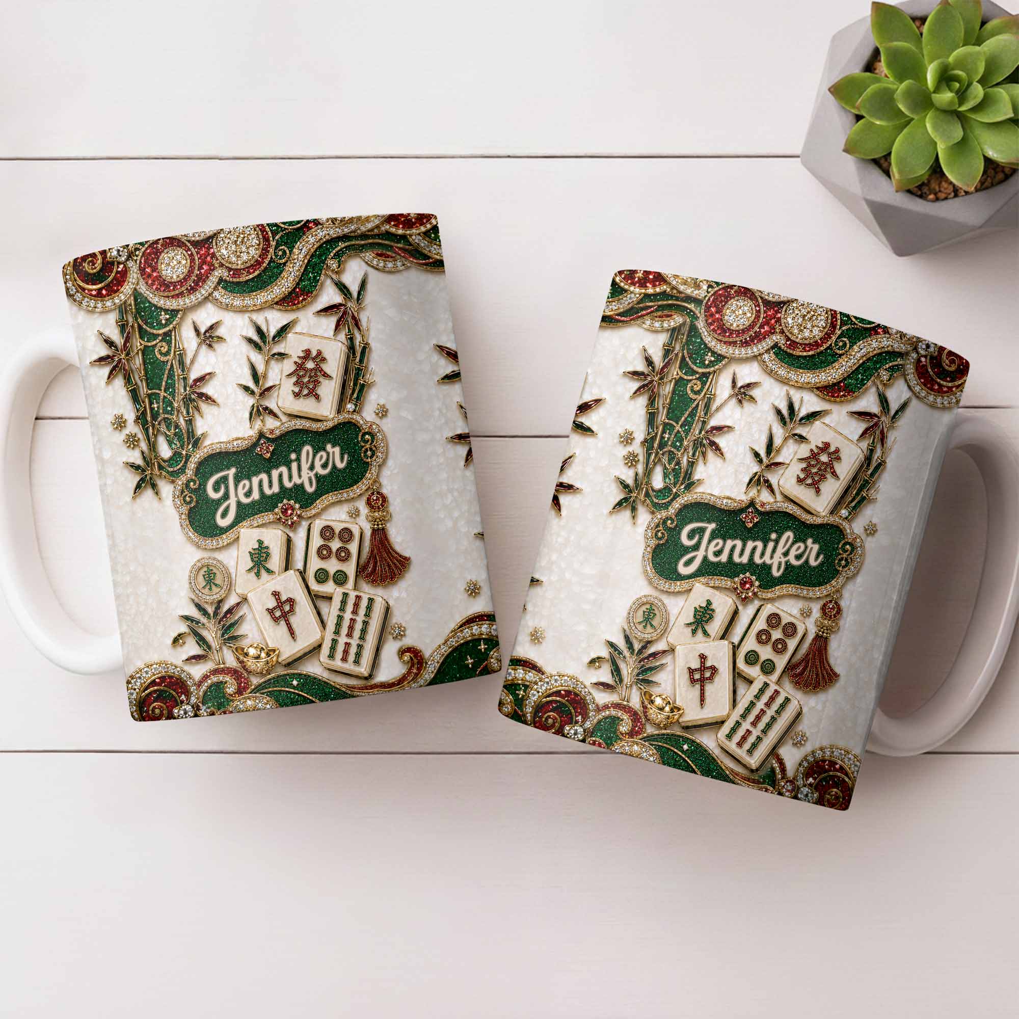 Personalized Mahjong Tile Coffee Mug Custom Name Gift for Mom Edge-to-edge Mug GradoCreations