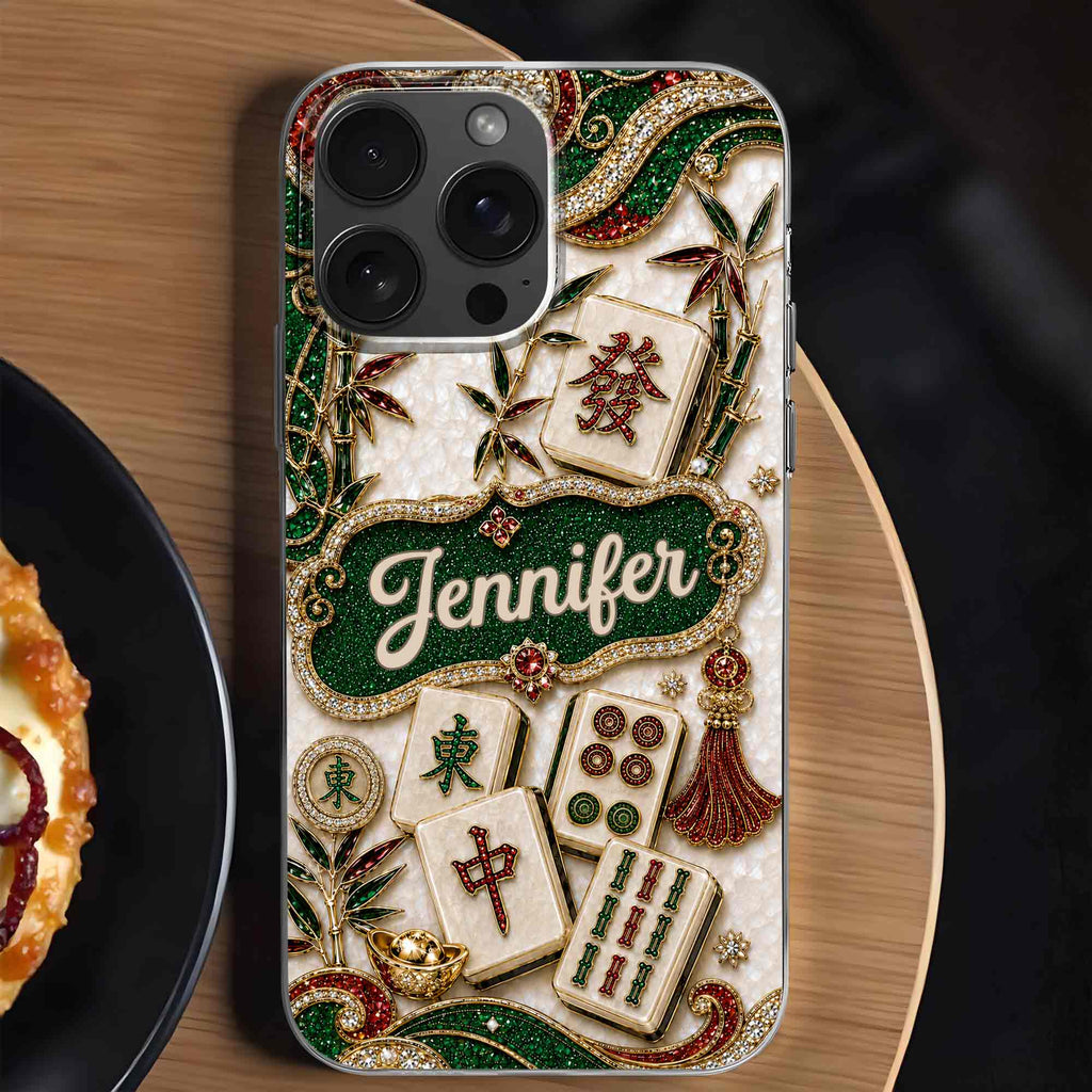 Personalized Mahjong Tile Clear Phone Case Custom Name Gift Clear Phone Case GradoCreations