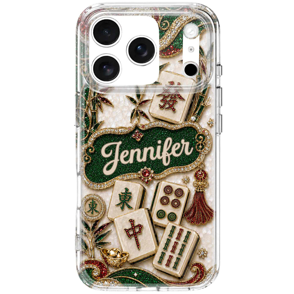 Personalized Mahjong Tile Clear Phone Case Custom Name Gift Clear Phone Case GradoCreations