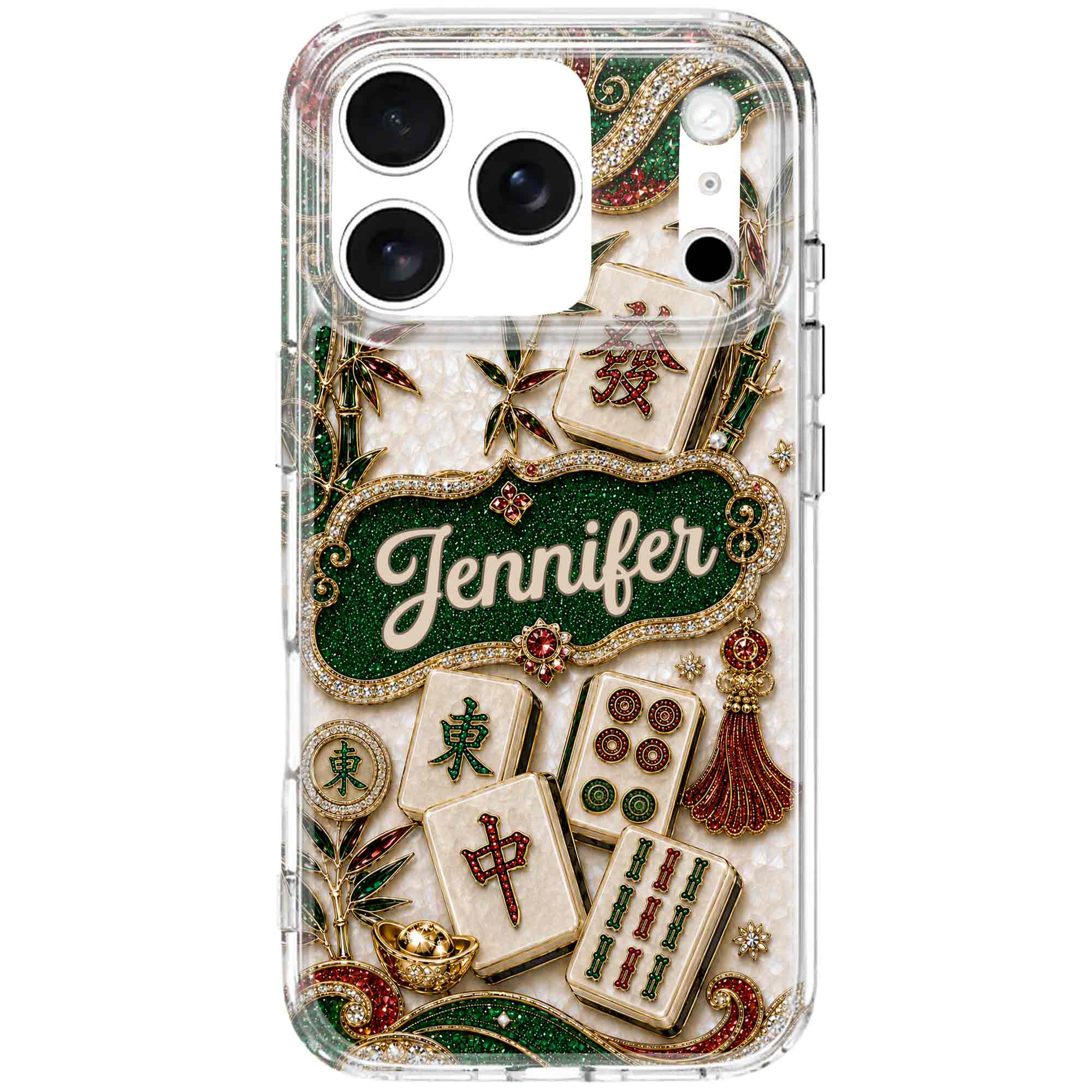 Personalized Mahjong Tile Clear Phone Case Custom Name Gift Clear Phone Case GradoCreations