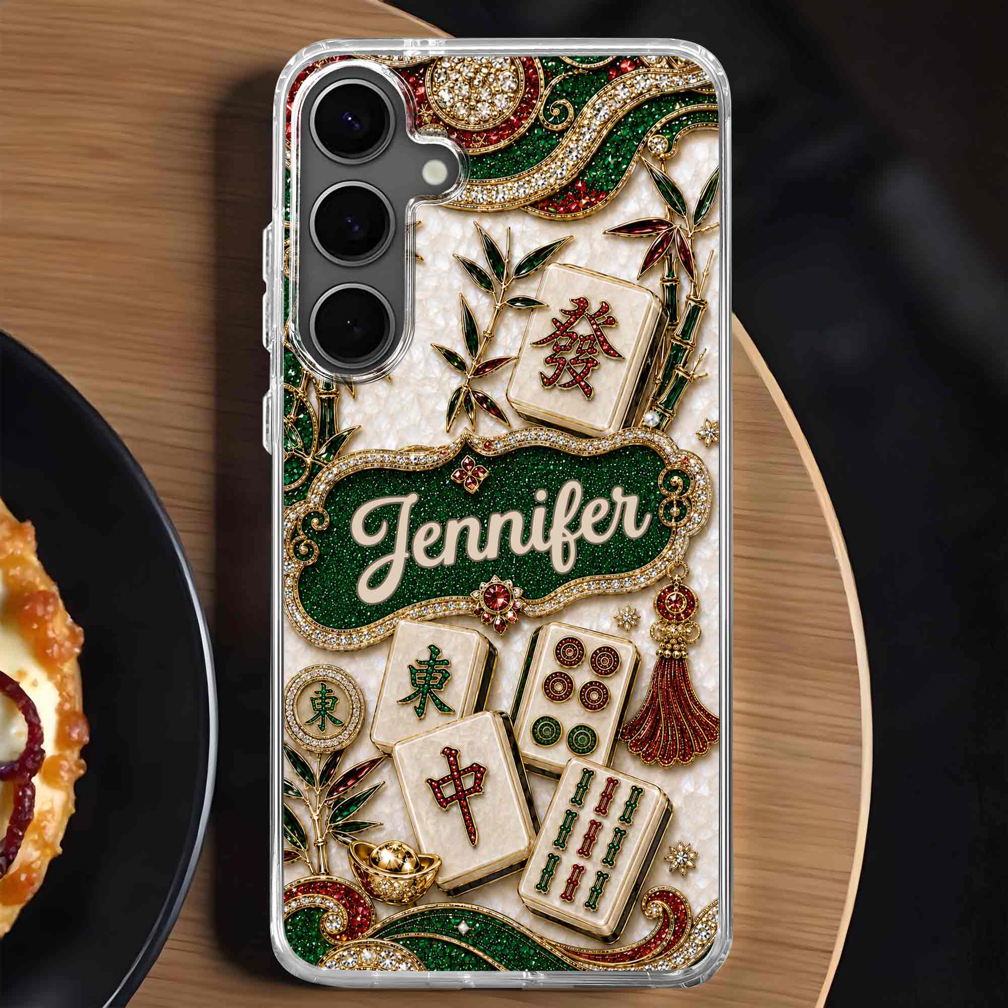 Personalized Mahjong Tile Clear Phone Case Custom Name Gift Clear Phone Case GradoCreations