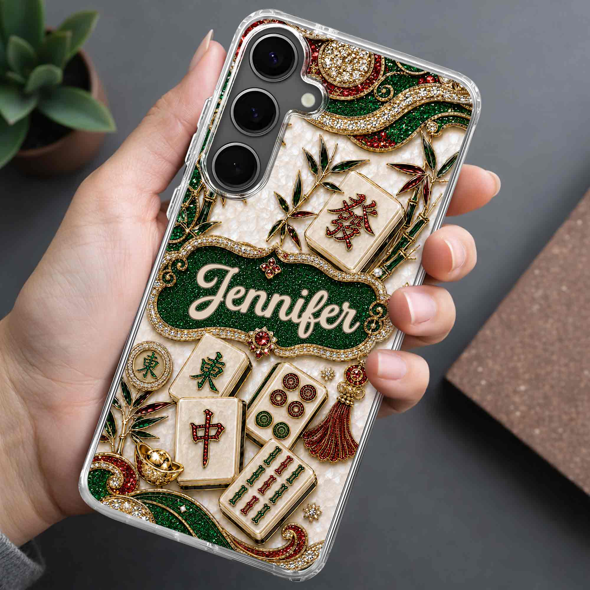 Personalized Mahjong Tile Clear Phone Case Custom Name Gift Clear Phone Case GradoCreations
