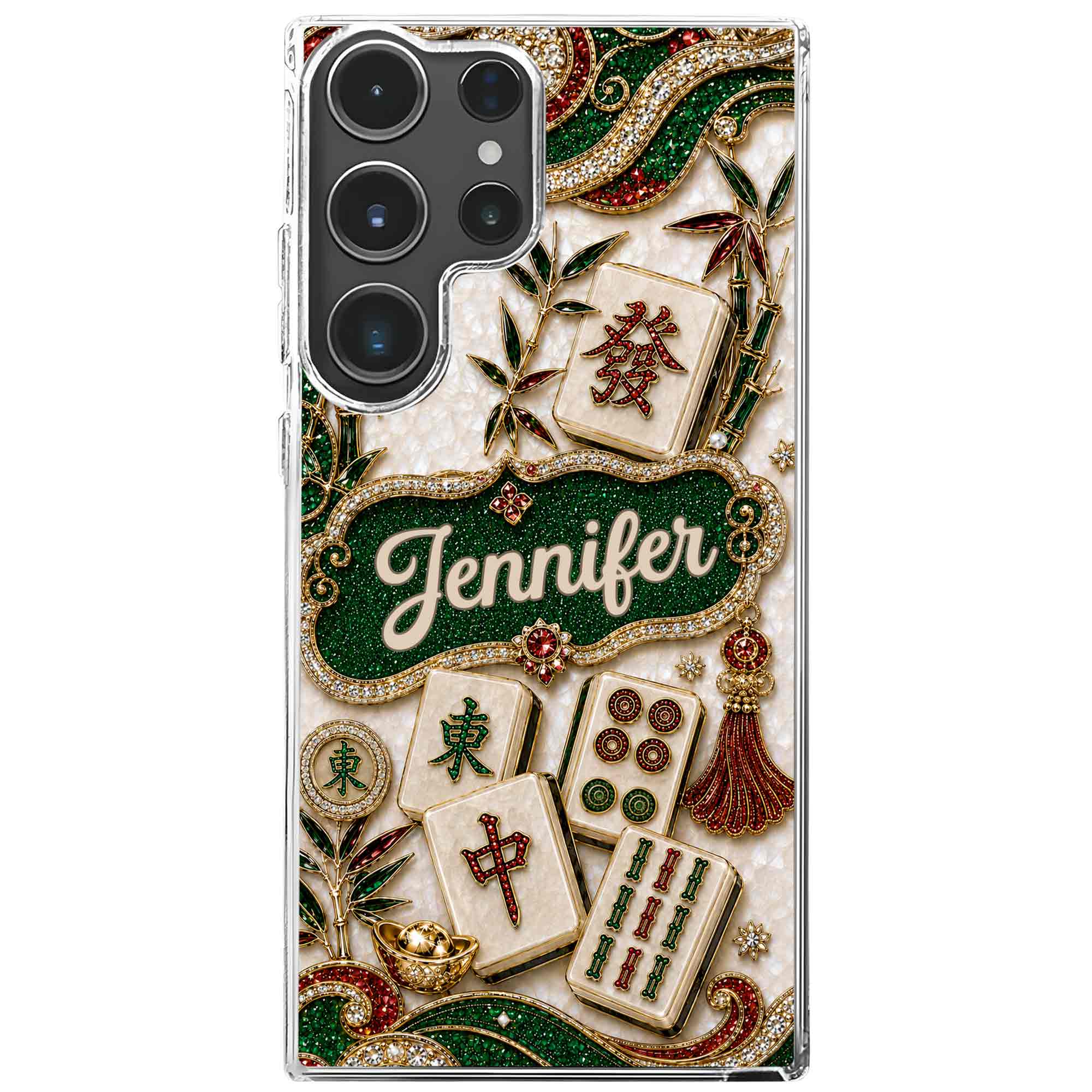 Personalized Mahjong Tile Clear Phone Case Custom Name Gift Clear Phone Case GradoCreations