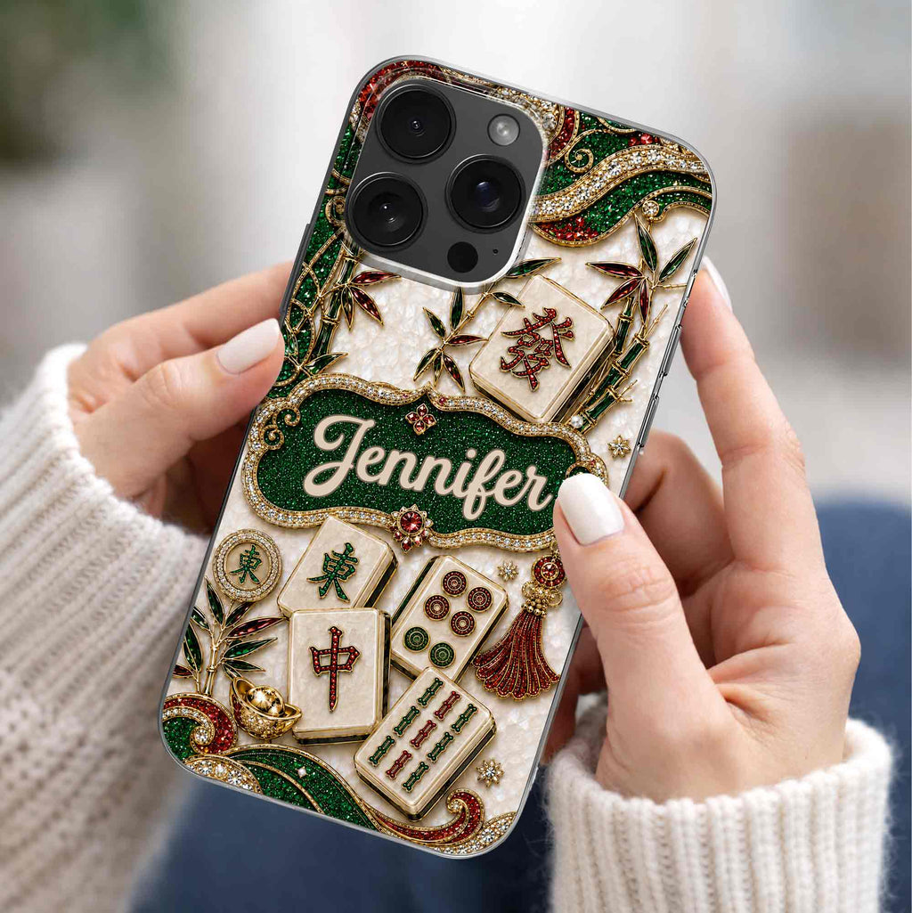 Personalized Mahjong Tile Clear Phone Case Custom Name Gift Clear Phone Case GradoCreations