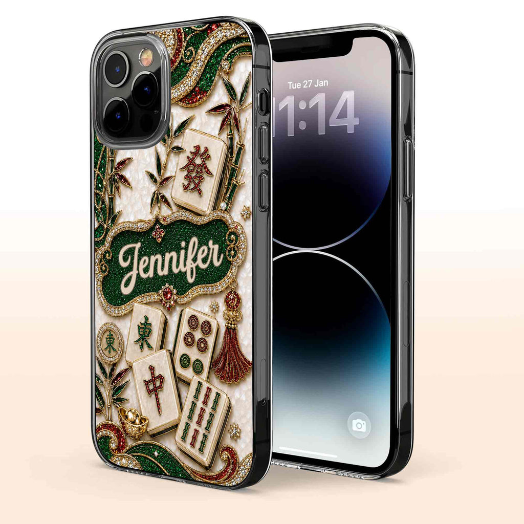 Personalized Mahjong Tile Clear Phone Case Custom Name Gift Clear Phone Case GradoCreations