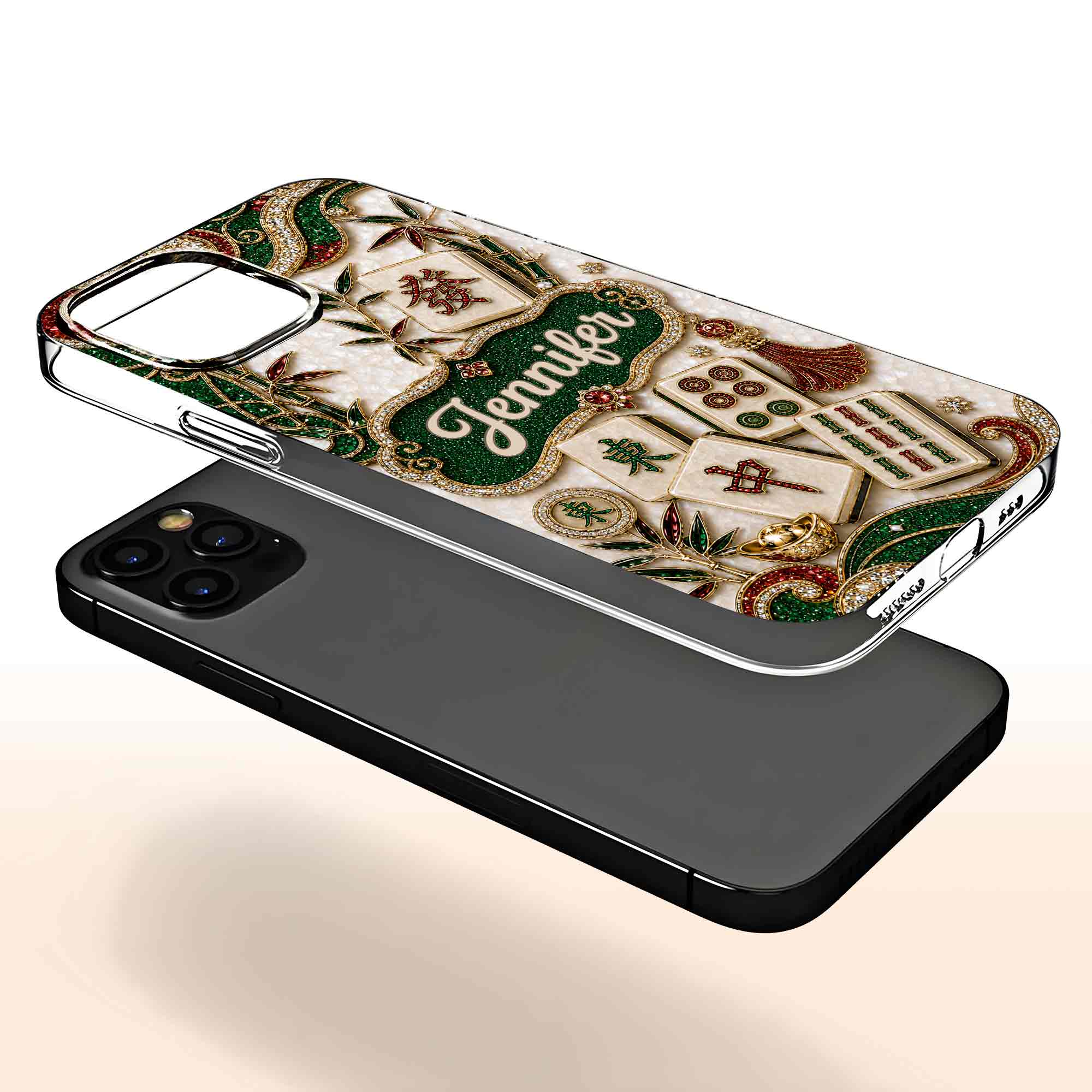 Personalized Mahjong Tile Clear Phone Case Custom Name Gift Clear Phone Case GradoCreations