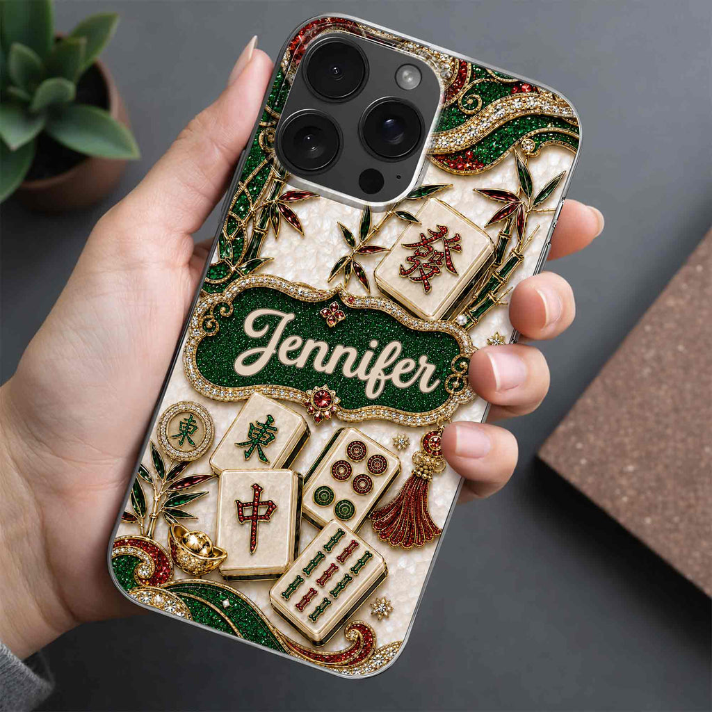 Personalized Mahjong Tile Clear Phone Case Custom Name Gift Clear Phone Case GradoCreations