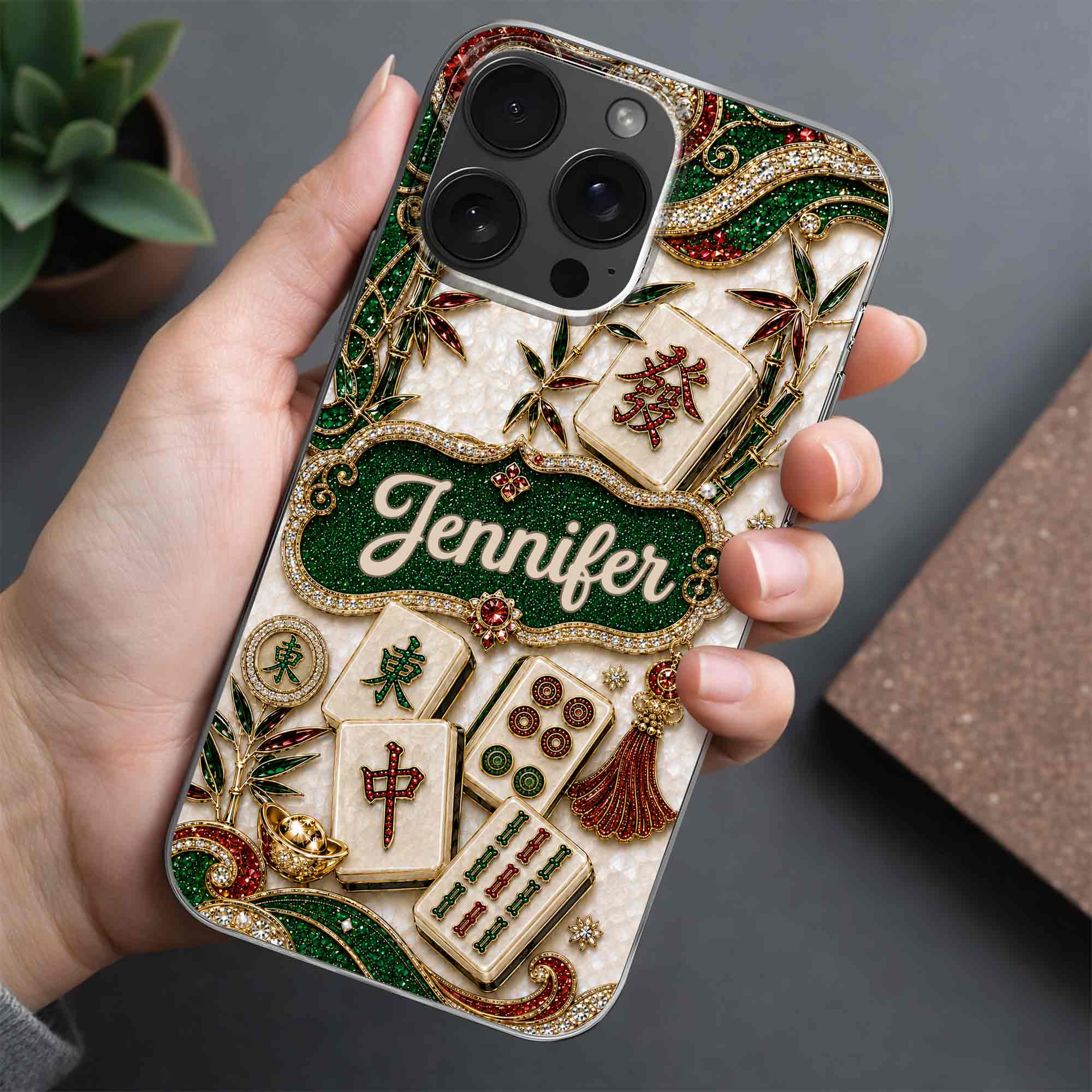 Personalized Mahjong Tile Clear Phone Case Custom Name Gift Clear Phone Case GradoCreations