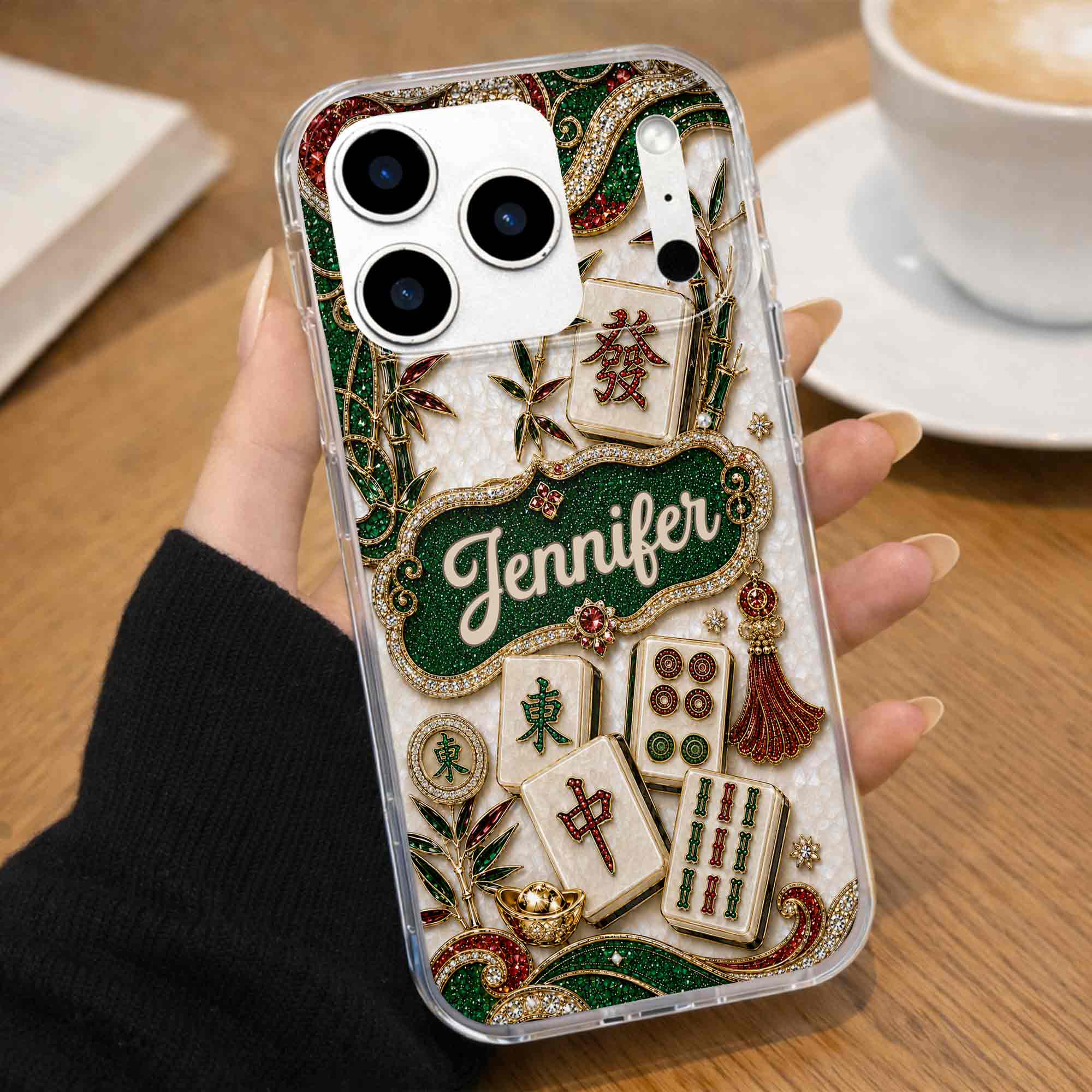 Personalized Mahjong Tile Clear Phone Case Custom Name Gift Clear Phone Case GradoCreations