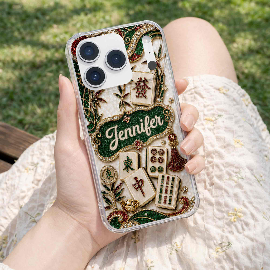 Personalized Mahjong Tile Clear Phone Case Custom Name Gift Clear Phone Case GradoCreations