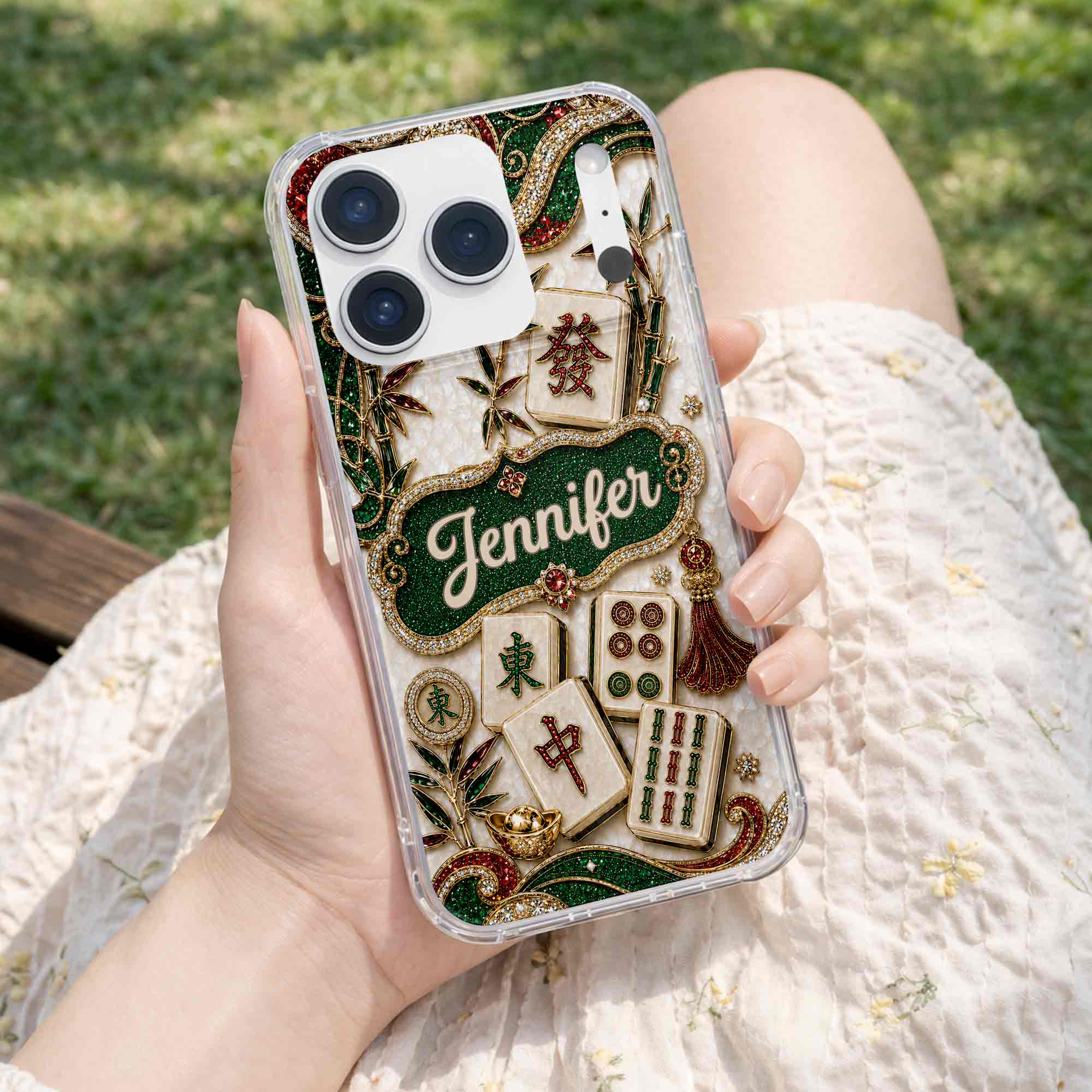 Personalized Mahjong Tile Clear Phone Case Custom Name Gift Clear Phone Case GradoCreations
