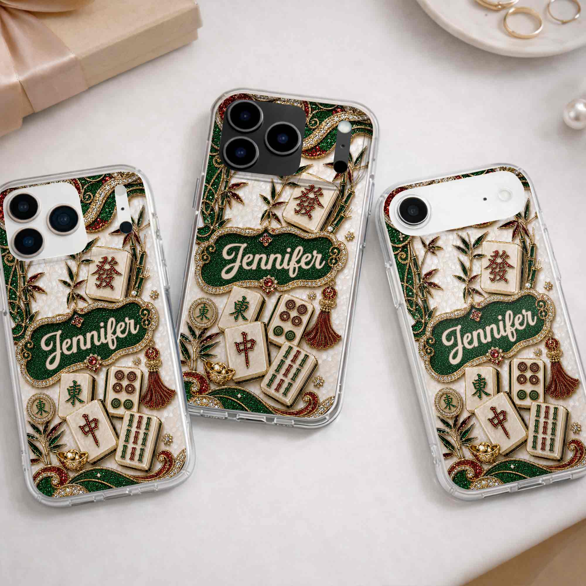 Personalized Mahjong Tile Clear Phone Case Custom Name Gift Clear Phone Case GradoCreations
