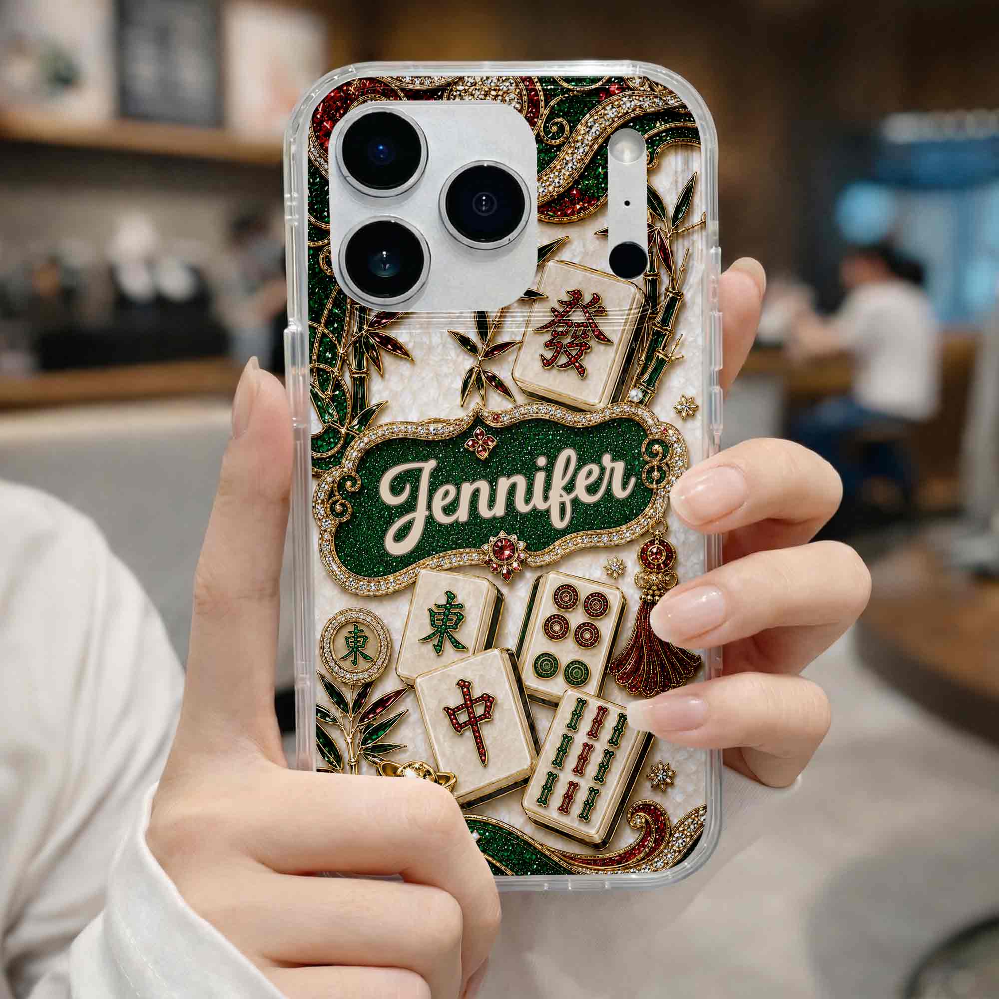 Personalized Mahjong Tile Clear Phone Case Custom Name Gift Clear Phone Case GradoCreations