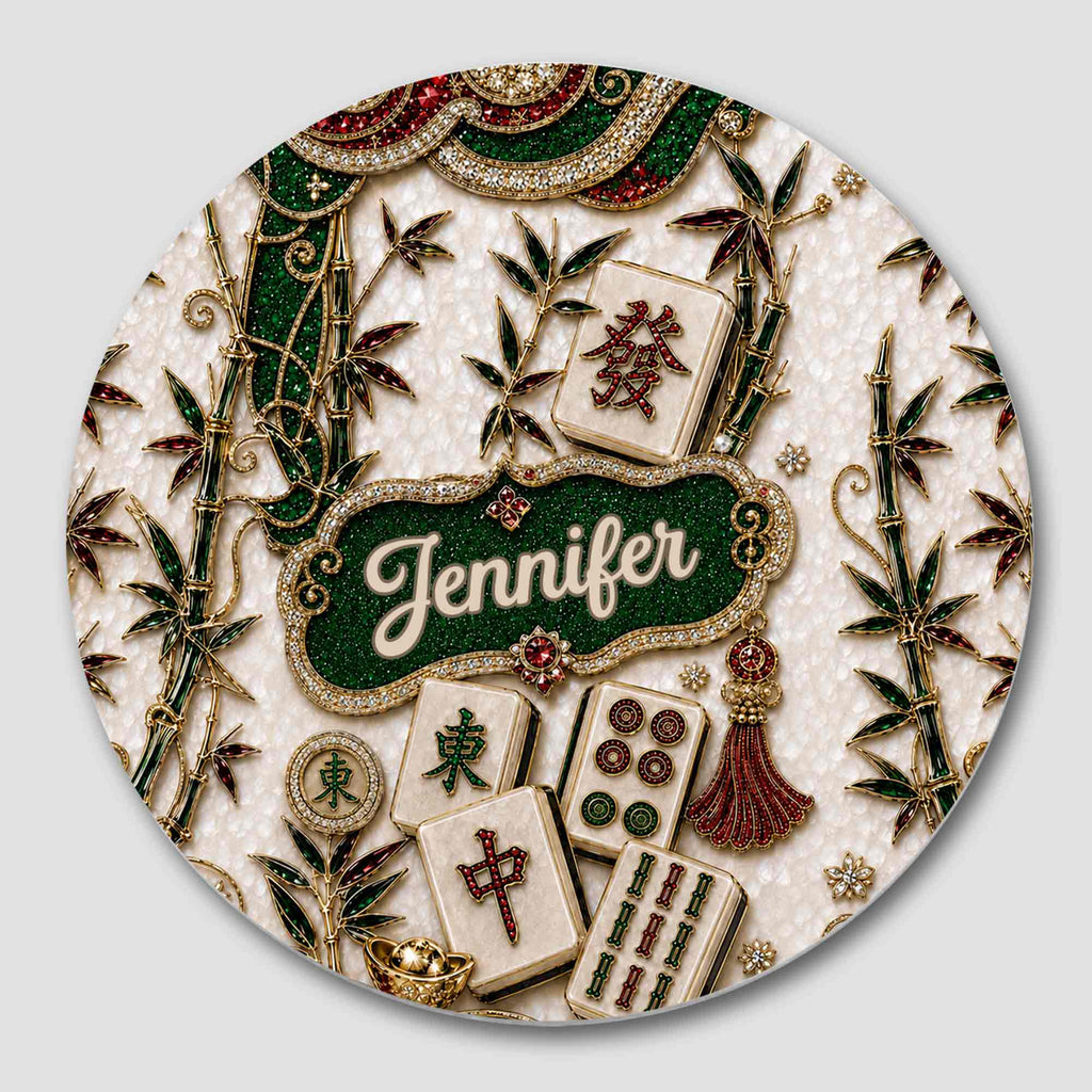 Personalized Mahjong Lover's Ceramic Coaster Custom Name Gift