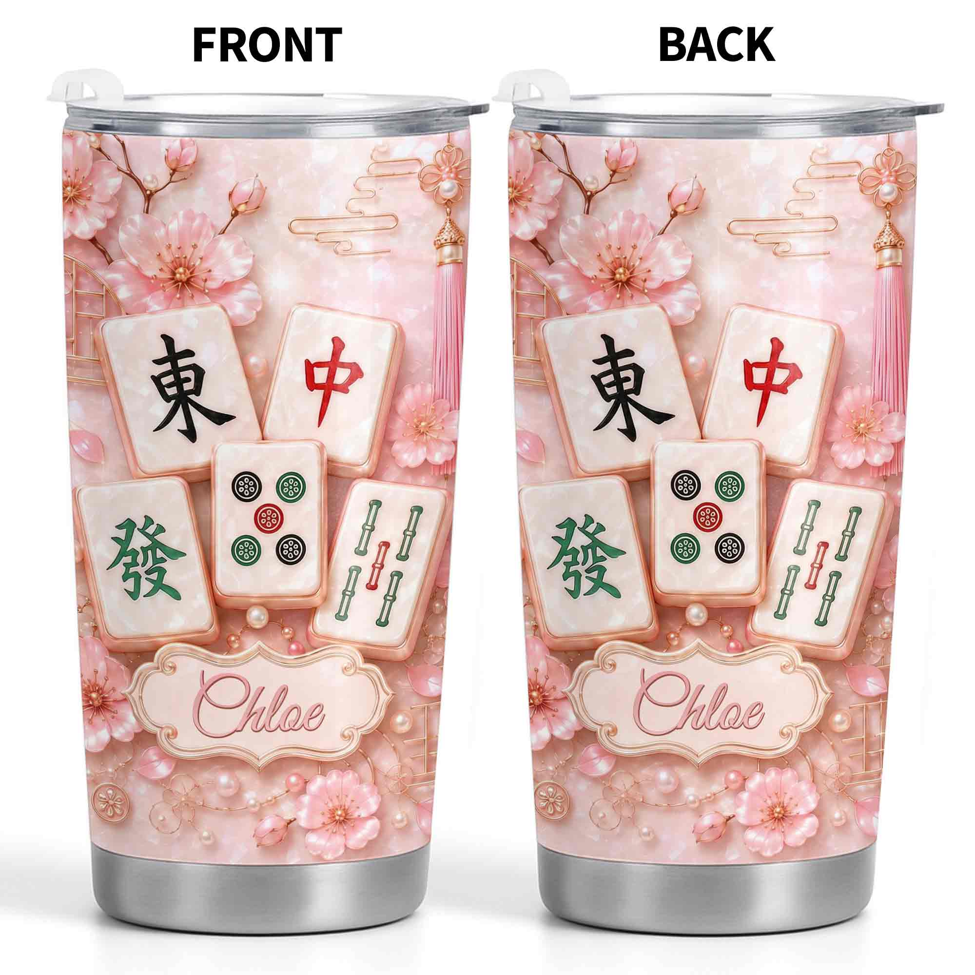 Personalized Cherry Blossom Tumbler Custom Name 20oz Gift for Mom 20oz Tumbler GradoCreations