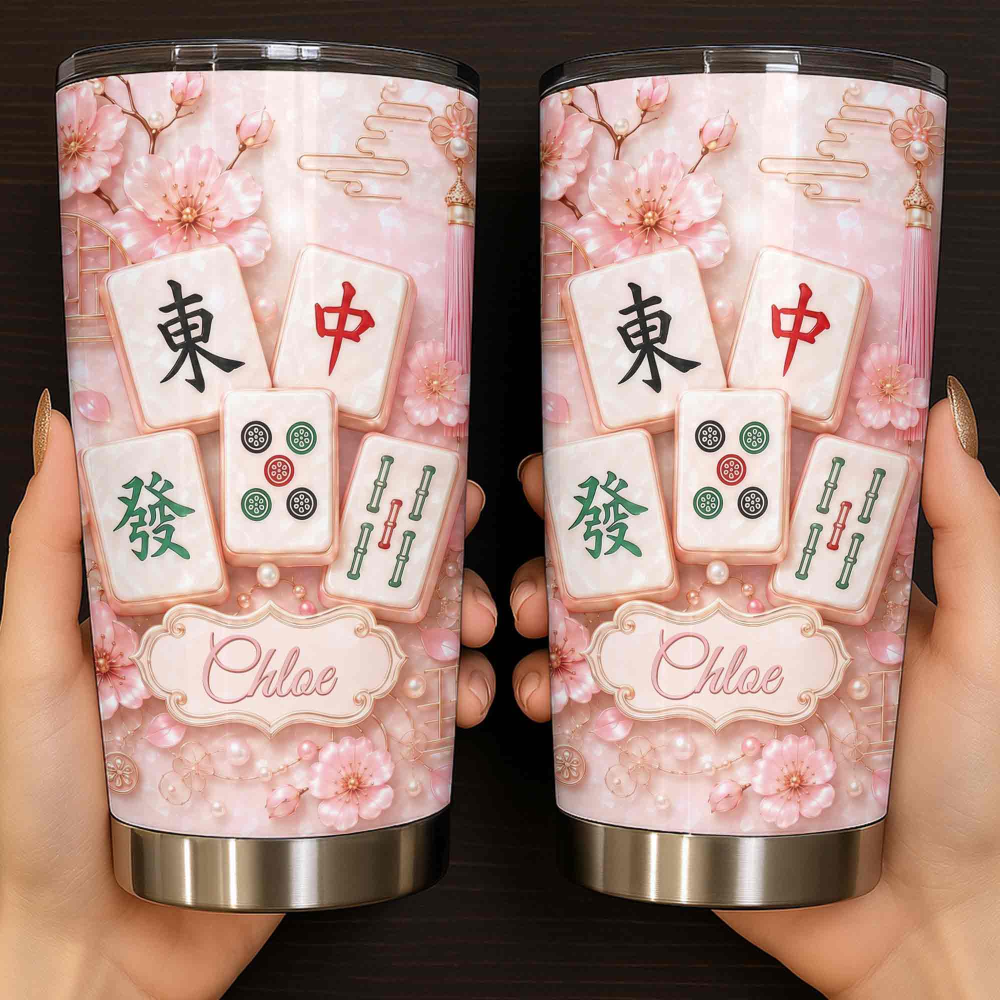 Personalized Cherry Blossom Tumbler Custom Name 20oz Gift for Mom 20oz Tumbler GradoCreations