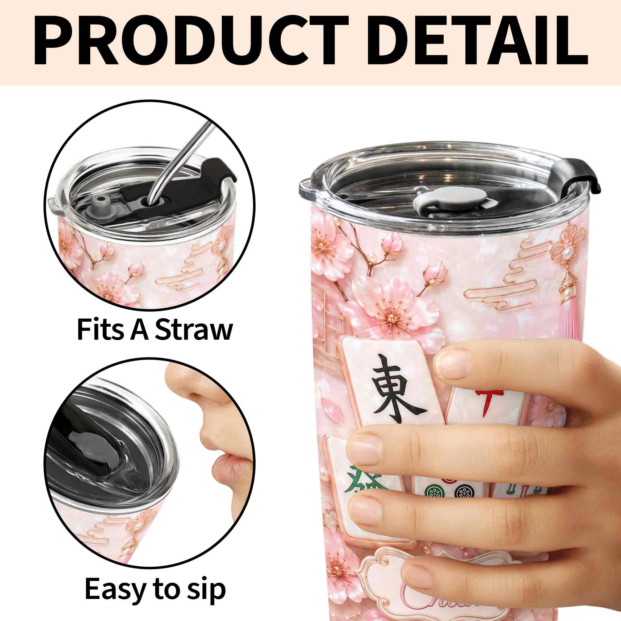 Personalized Cherry Blossom Tumbler Custom Name 20oz Gift for Mom 20oz Tumbler GradoCreations