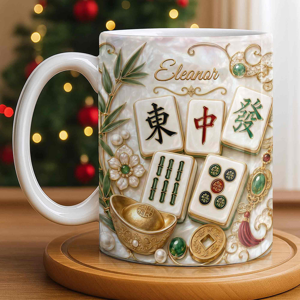 Personalized Mahjong Tiles Coffee Mug Custom Name Gift for Mom Edge-to-edge Mug GradoCreations