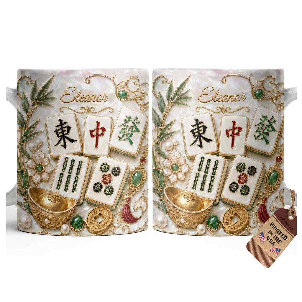 Personalized Mahjong Tiles Coffee Mug Custom Name Gift for Mom Edge-to-edge Mug GradoCreations