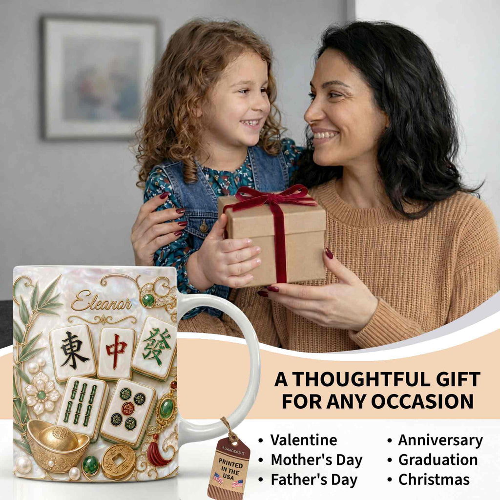 Personalized Mahjong Tiles Coffee Mug Custom Name Gift for Mom Edge-to-edge Mug GradoCreations
