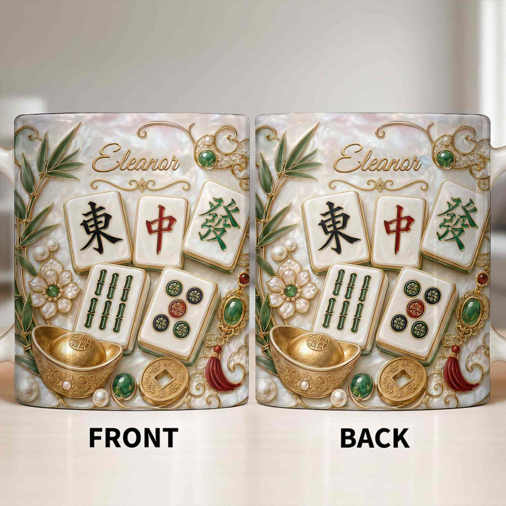 Personalized Mahjong Tiles Coffee Mug Custom Name Gift for Mom Edge-to-edge Mug GradoCreations