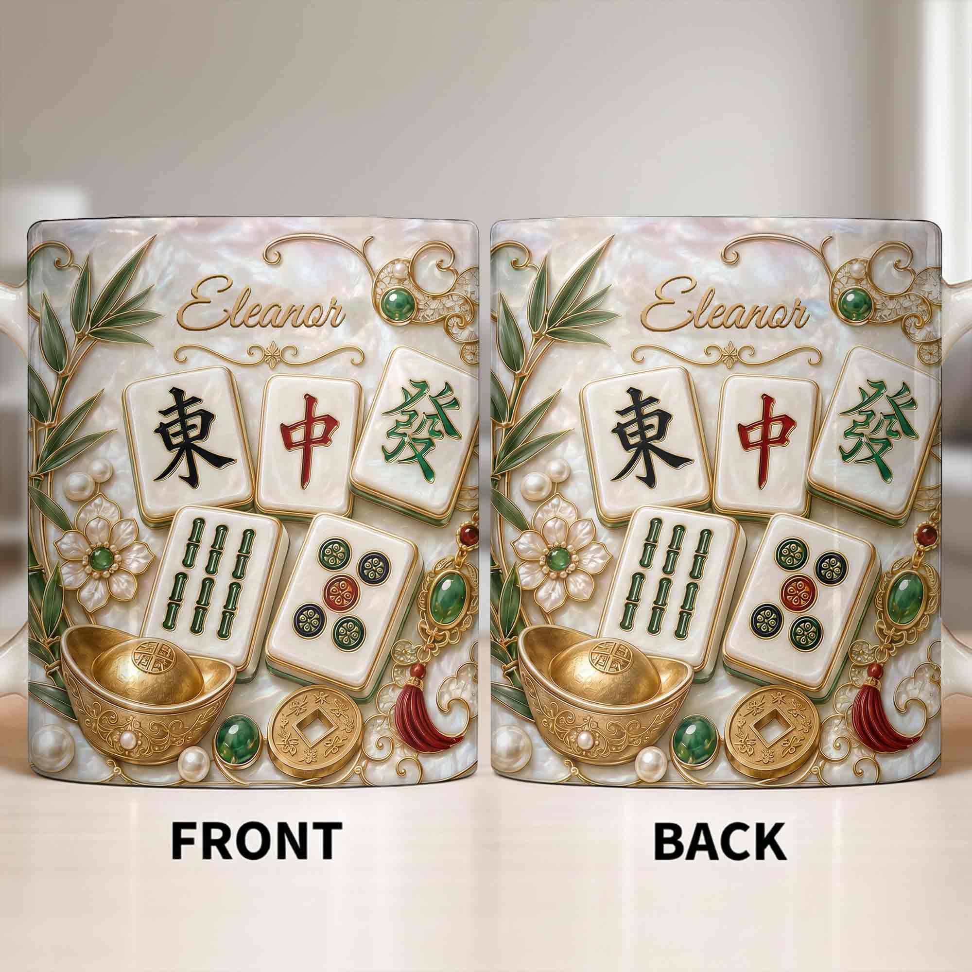 Personalized Mahjong Tiles Coffee Mug Custom Name Gift for Mom Edge-to-edge Mug GradoCreations