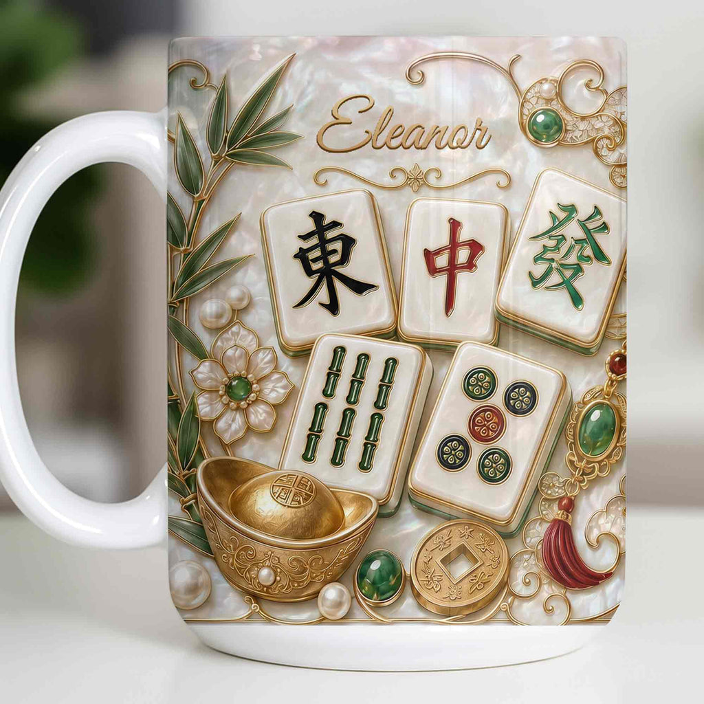 Personalized Mahjong Tiles Coffee Mug Custom Name Gift for Mom Edge-to-edge Mug GradoCreations