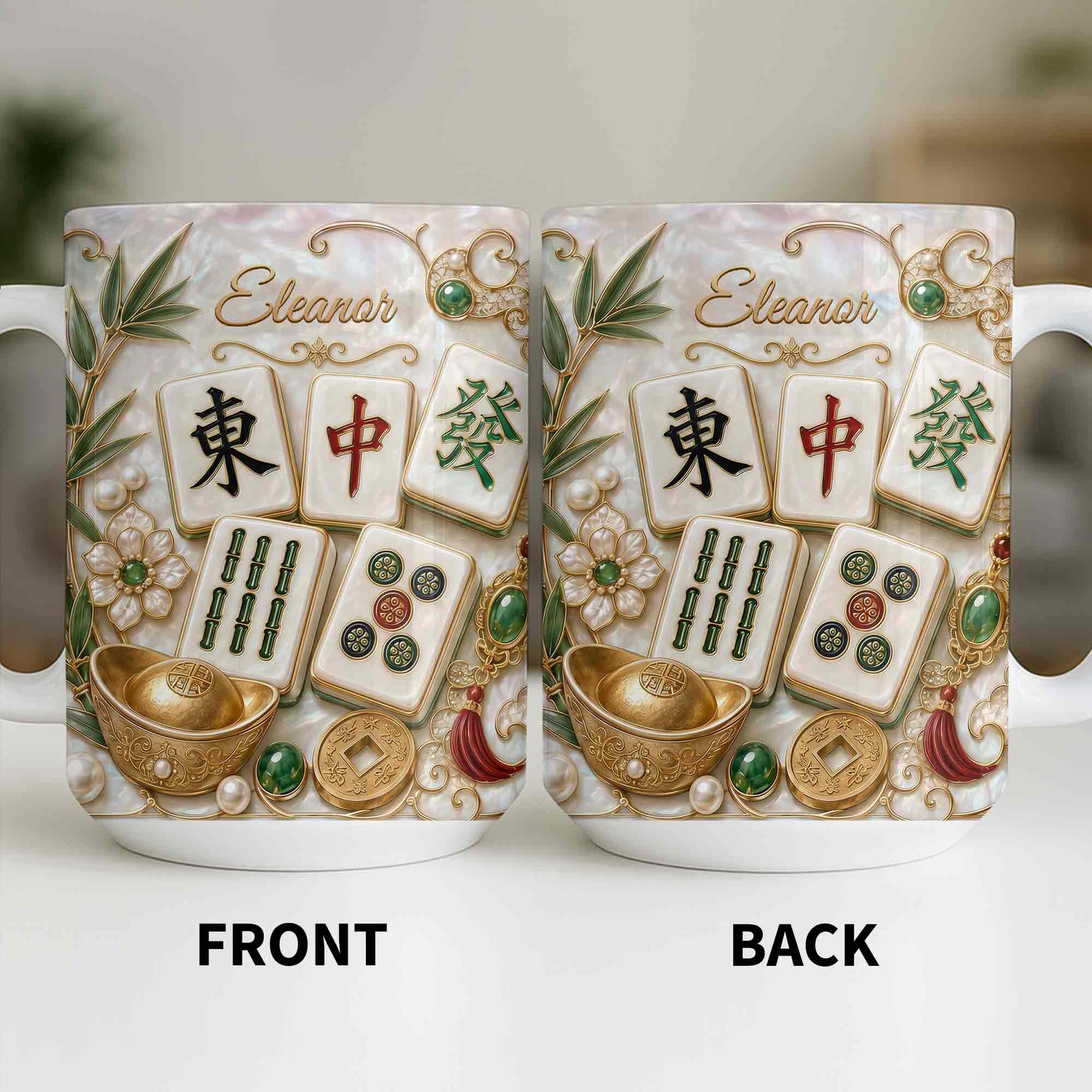 Personalized Mahjong Tiles Coffee Mug Custom Name Gift for Mom Edge-to-edge Mug GradoCreations