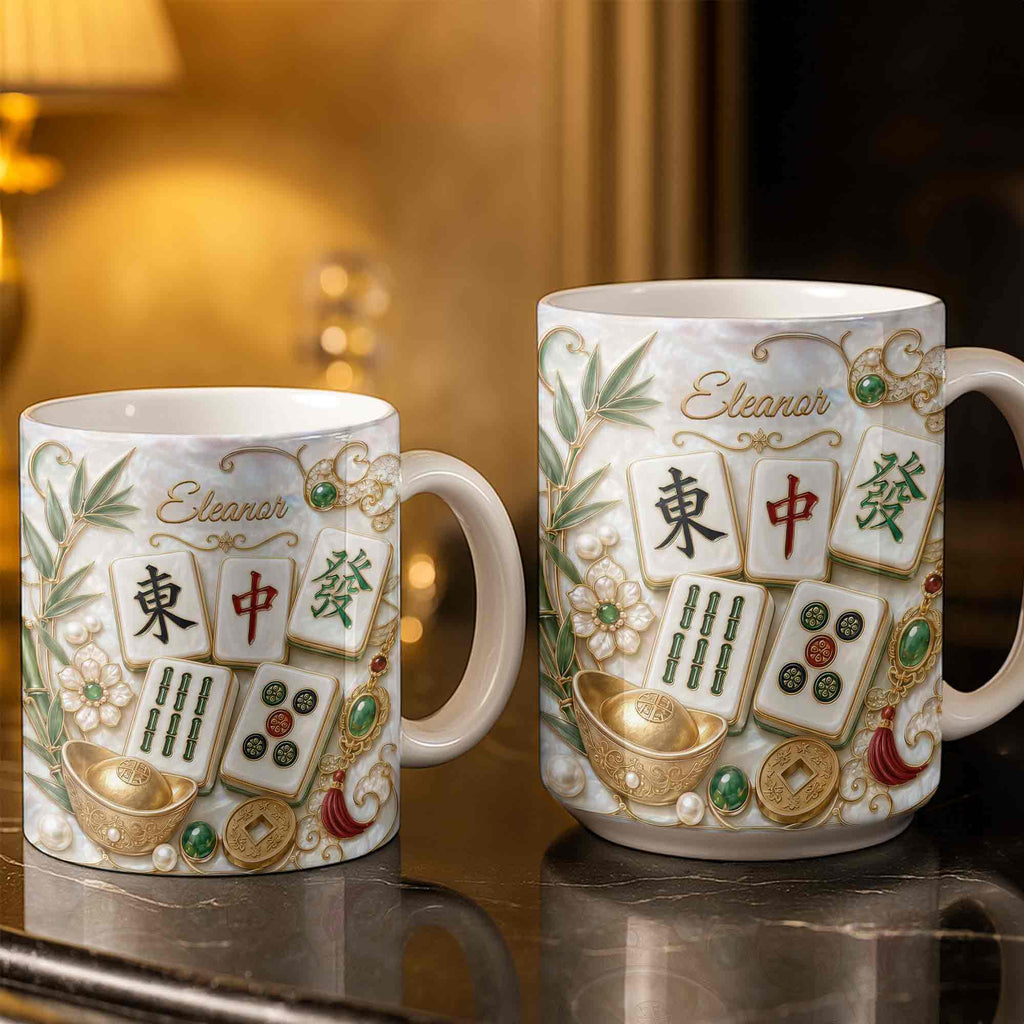 Personalized Mahjong Tiles Coffee Mug Custom Name Gift for Mom Edge-to-edge Mug GradoCreations