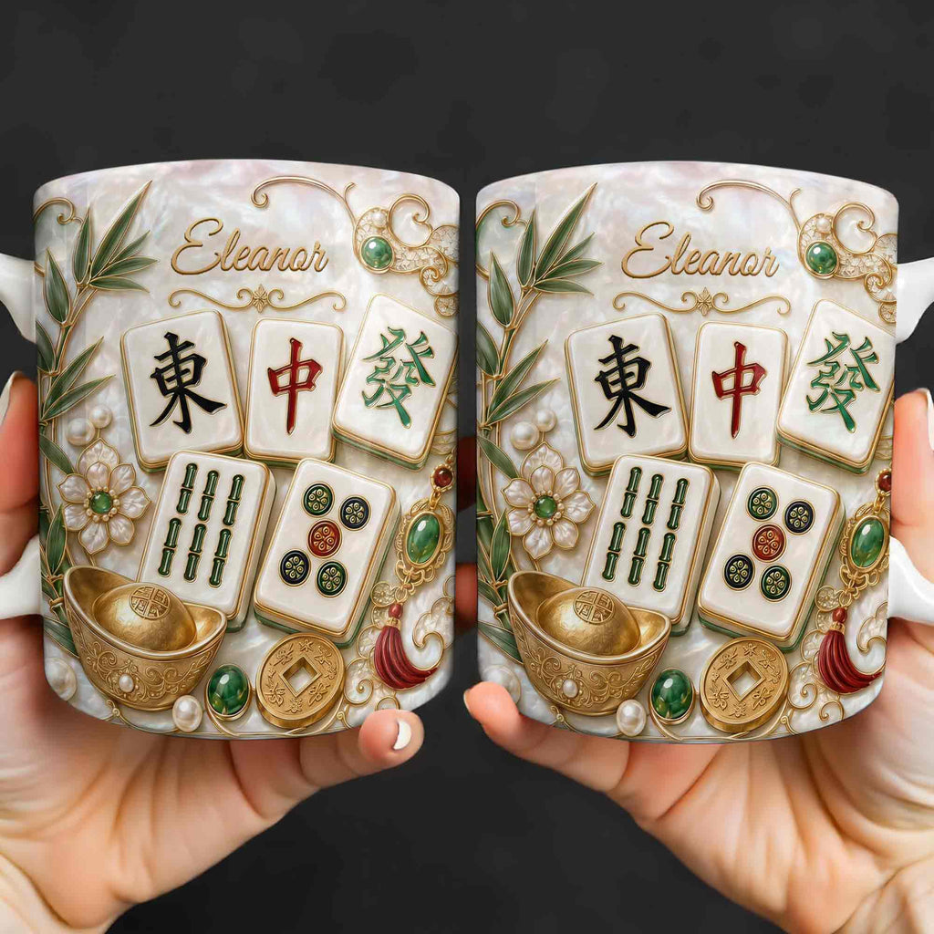 Personalized Mahjong Tiles Coffee Mug Custom Name Gift for Mom Edge-to-edge Mug GradoCreations