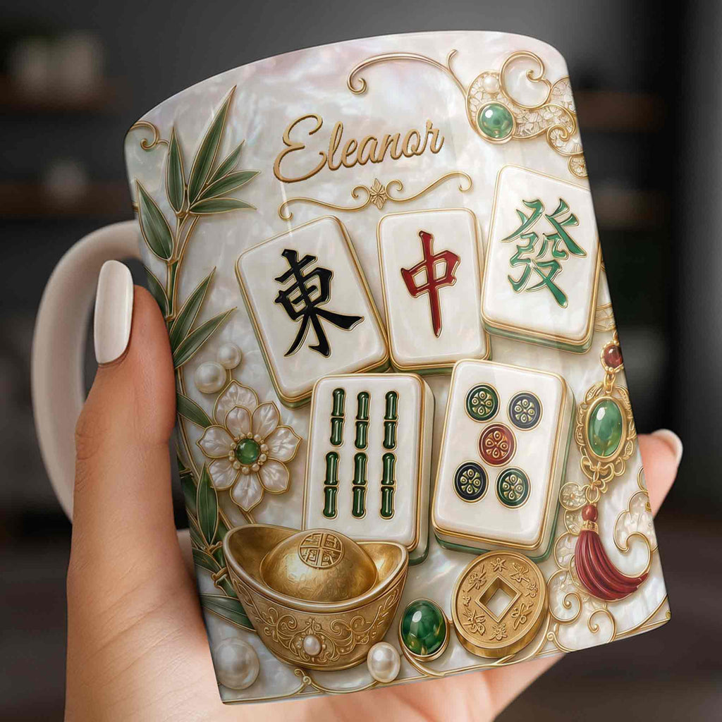 Personalized Mahjong Tiles Coffee Mug Custom Name Gift for Mom Edge-to-edge Mug GradoCreations