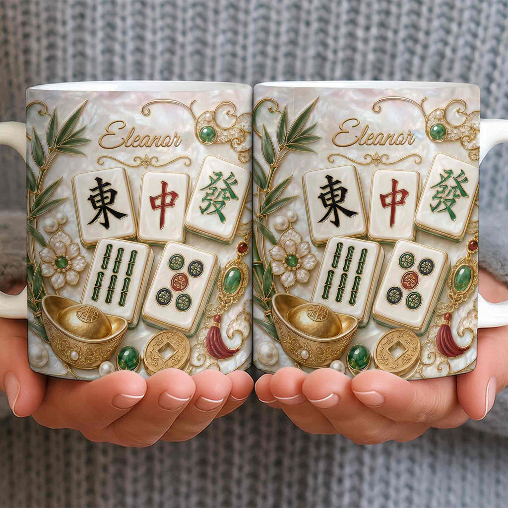 Personalized Mahjong Tiles Coffee Mug Custom Name Gift for Mom Edge-to-edge Mug GradoCreations