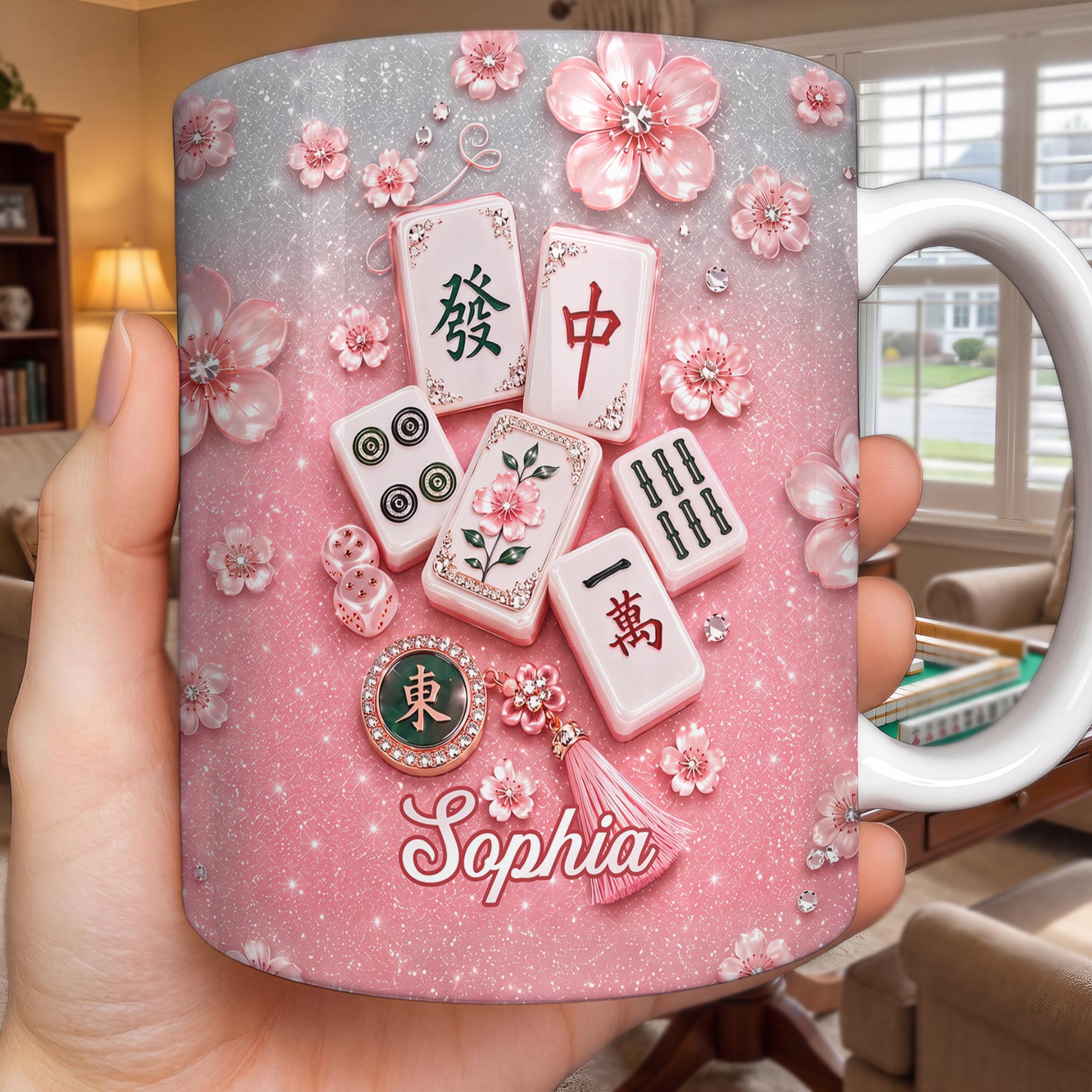 Personalized Mahjong Tiles Coffee Mug Custom Gift for Mom Edge-to-edge Mug GradoCreations