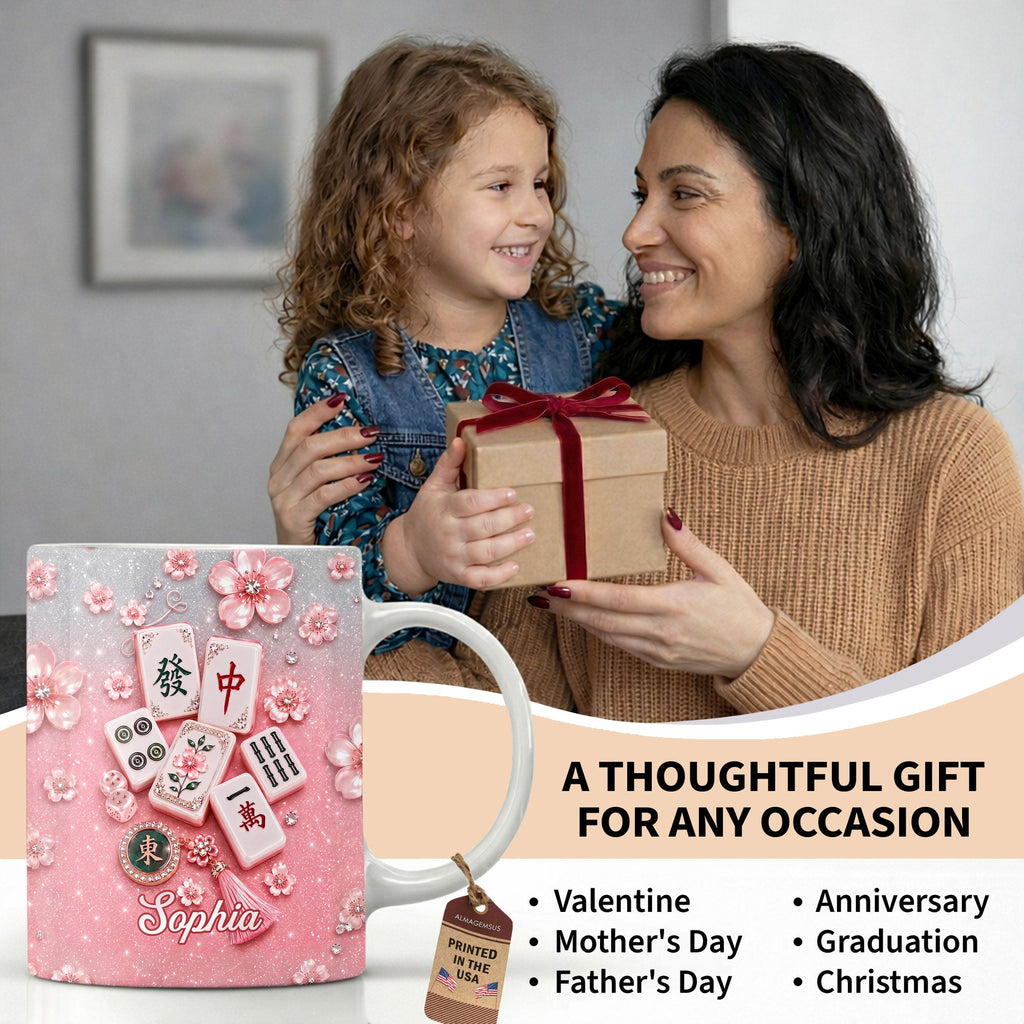 Personalized Mahjong Tiles Coffee Mug Custom Gift for Mom Edge-to-edge Mug GradoCreations