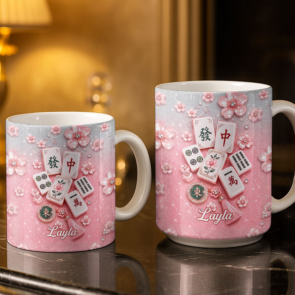 Personalized Mahjong Tiles Coffee Mug Custom Gift for Mom Edge-to-edge Mug GradoCreations