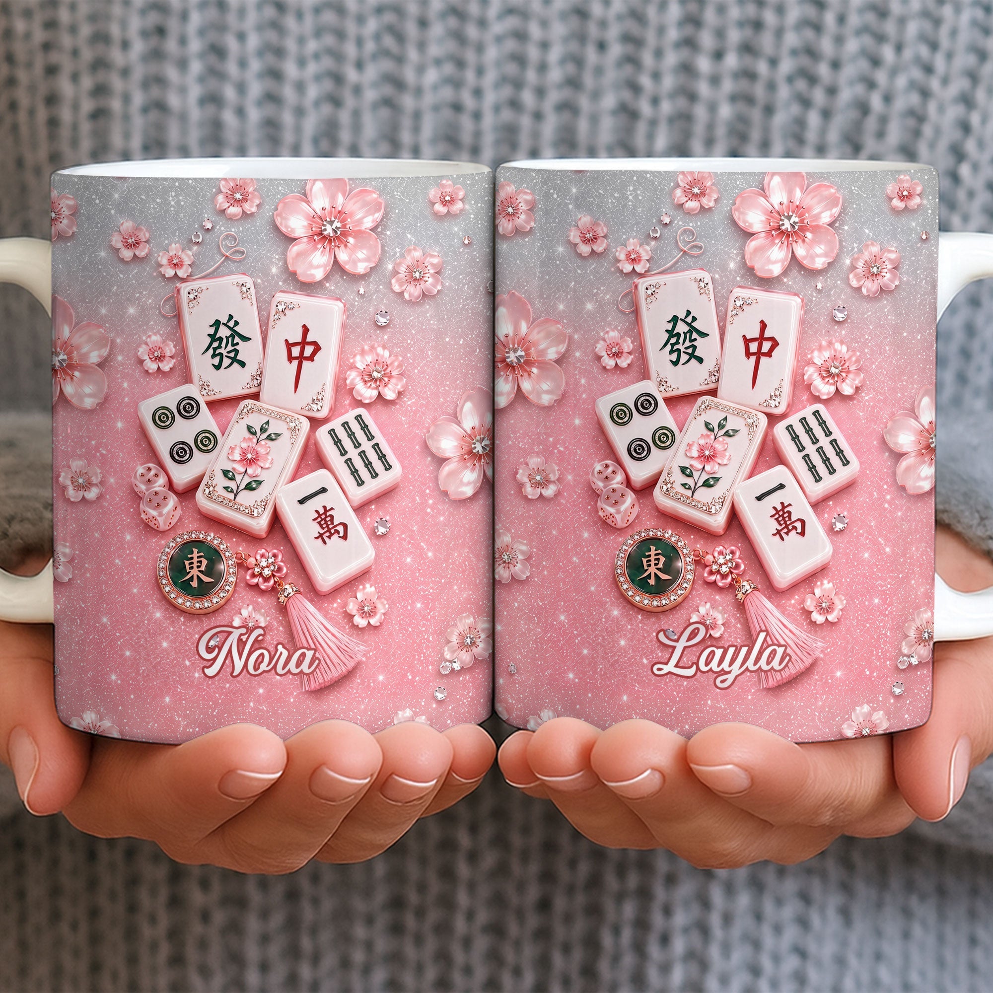 Personalized Mahjong Tiles Coffee Mug Custom Gift for Mom Edge-to-edge Mug GradoCreations
