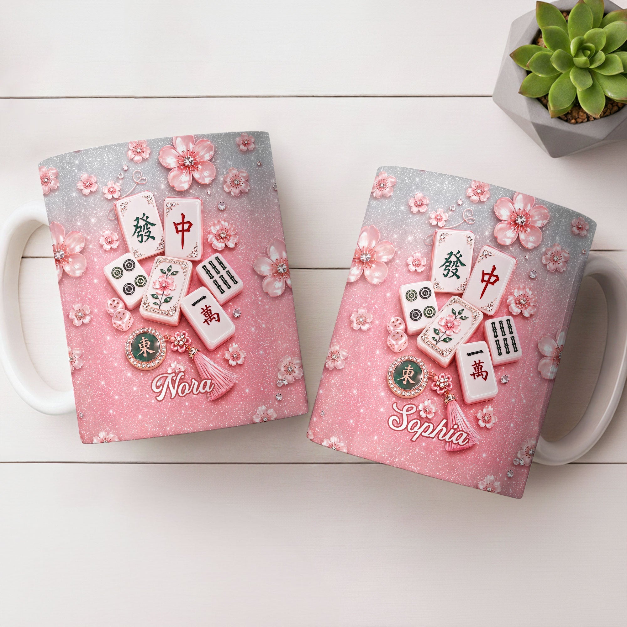 Personalized Mahjong Tiles Coffee Mug Custom Gift for Mom Edge-to-edge Mug GradoCreations