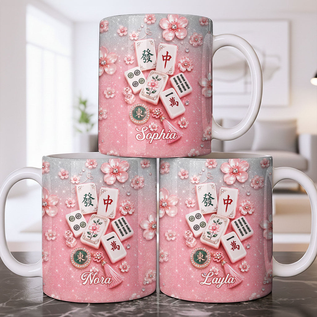 Personalized Mahjong Tiles Coffee Mug Custom Gift for Mom Edge-to-edge Mug GradoCreations