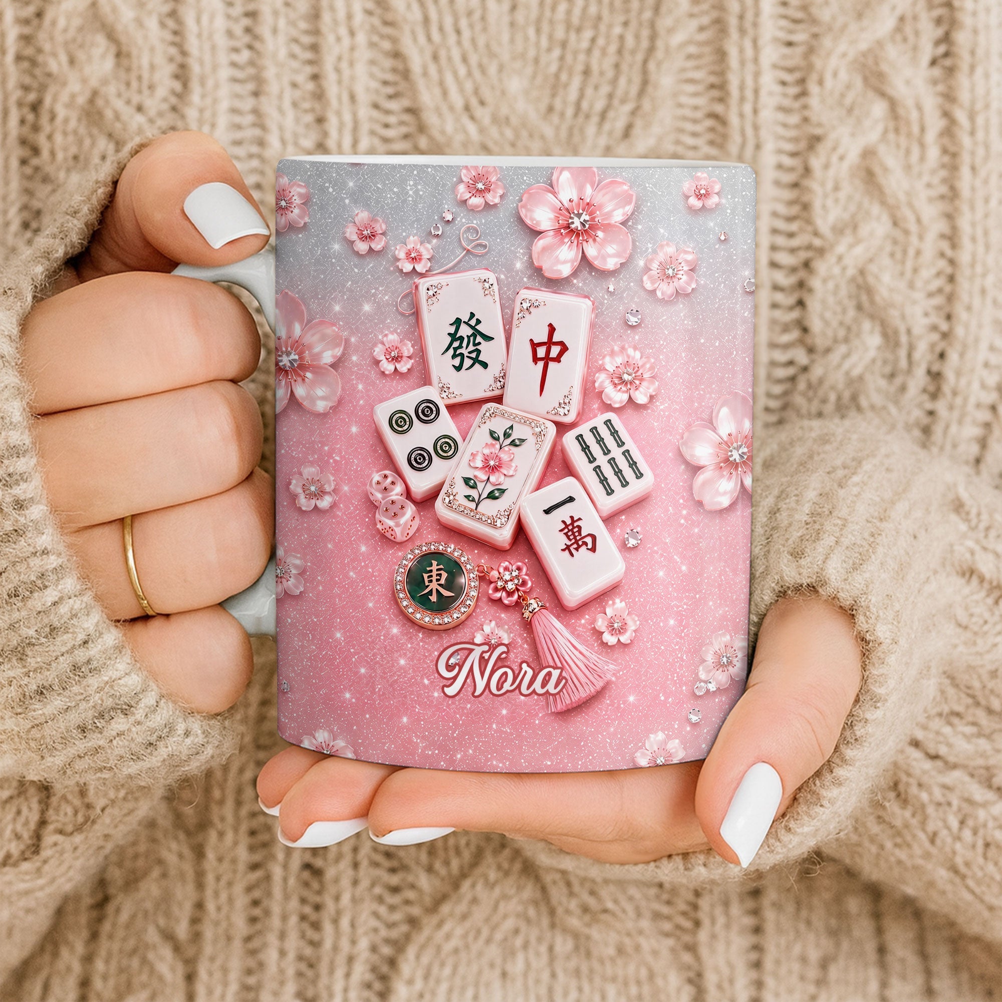 Personalized Mahjong Tiles Coffee Mug Custom Gift for Mom Edge-to-edge Mug GradoCreations